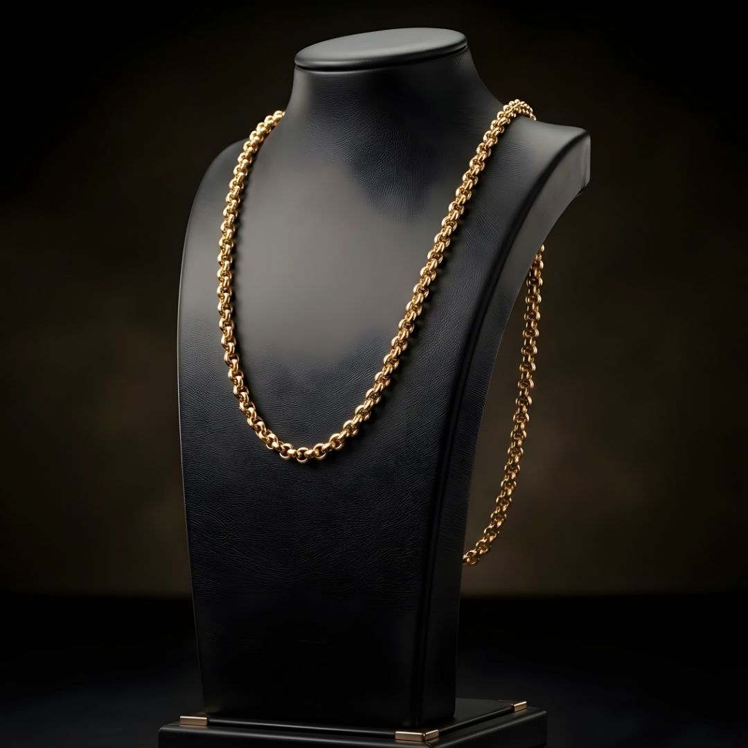 18K Gold Filled Belcher Chain Necklace – Classic Rolo Link Chain for Men & Women